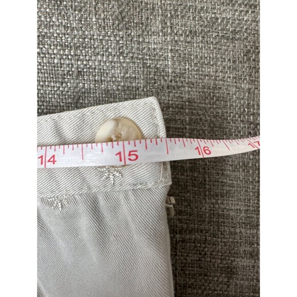 Dressbarn Size 12 Beige Cotton Cropped Pants w/ Embroidered Daisy Pattern Beach - Picture 7 of 8